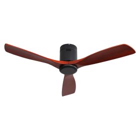 Low Profile Ceiling Fan with Remote Control;  52" Flush Mount Wood Ceiling Fan with Noiseless Reversible DC Motor for Patio Living Room;  Bedroom