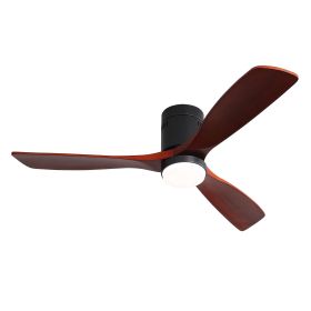 Low Profile Ceiling Fan with Lights Remote Control;  52" Flush Mount Wood Ceiling Fans with Noiseless Reversible DC Motor for Patio Living Room;
