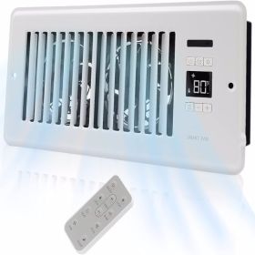 4' x 10' Ultra-Quiet Register Booster Fan Auto-Fan Speed Adjust with Thermostat Control Ac Vent Booster Fan for Better Heating and Cooling White