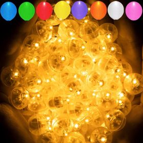 50PCS 9 Colors Balloon Light, Long Standby Time Mini Ball Light, Round LED Flash Lamp For Paper Lantern Balloon Party, Wedding, Birthday, Festiva (Color: Yellow)