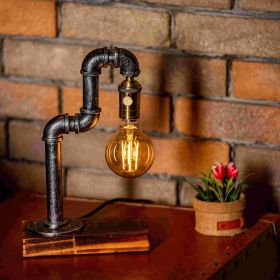 Aurora Steampunk Handmade Vintage Adjustable Pipe Lamp (Color: silver)