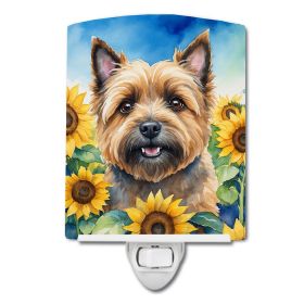 NEW Cairn Terrier in Sunflowers Ceramic Night Light Compact, UL-Certified, Ideal for Bedroom, Bathroom, Nursery, Hallway, Kitchen, 6x4x3, Multico (Default: Default)