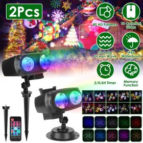2 In 1 Holiday Projector Light Projection Lamp Indoor Outdoor with 10-Color Ocean Wave 10 HD Slides 3 Bases Remote Control for New Year Valentine (Quantity: 2Pcs, Color: Black)